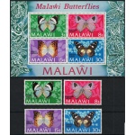 1973 Malawi, Farfalle - Yvert # 195/98 + Foglietto 30 - MNH**