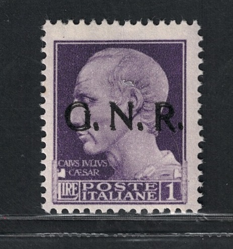 1944 Repubblica Sociale Italiana, G.N.R. # 486, 1 Lira doppia soprastampa MNH**