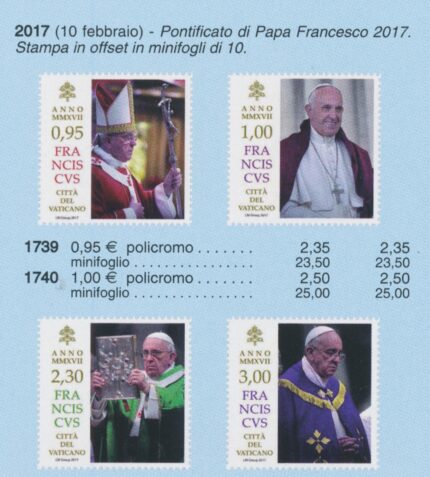 2017 Vaticano, Quinto Anno del Pontificato di Papa Francesco # 1739/42, MNH**