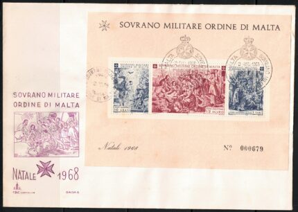 1968 SMOM, BF 1 Natale, Busta Primo Giorno, FDC
