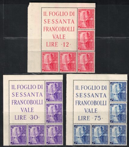 1939 Italia, Regno, Blocco Angolare Ferrovie # 11/13, MNH**