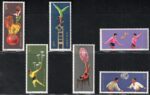 1974 CINA, Giochi Acrobatici, Michel n. 1168-1173, MNH**