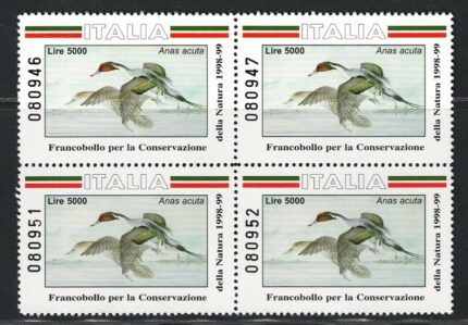1998-99 Italia, Anatra , Anas Acuta, Lire 5.000 Alto Valore, MNH**