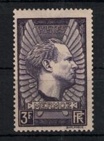 1937 FRANCIA, 3 Franchi Violetto Grigio, Aviatore Jean Mermoz # 338b, MNH**