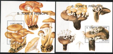 1991 S. Tomé e Principe, Yvert Foglietto # 107/08, Funghi, MNH**