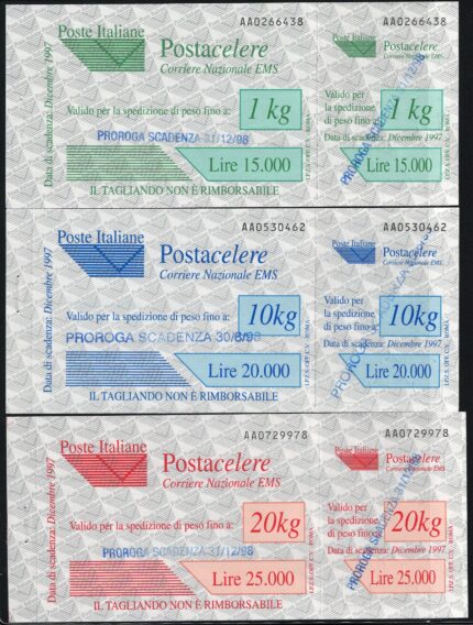 1997 Italia, Repubblica, Servizio Postacelere, # 1B/3B, MNH**