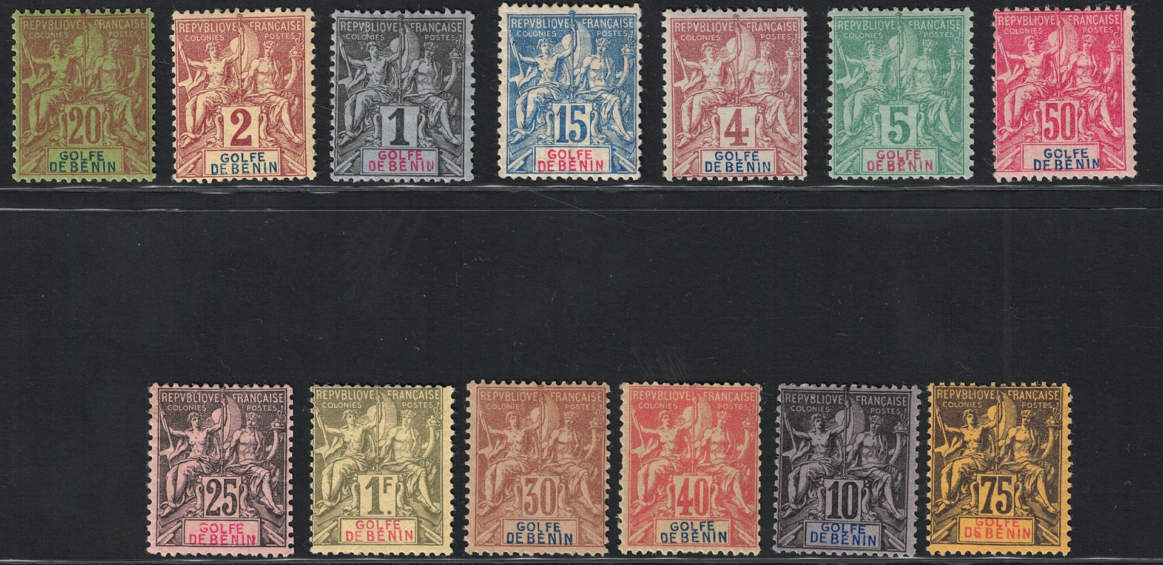 20-32 1893 Benin, Definitiva carta colorata # 20/32, MH* - immagine 1