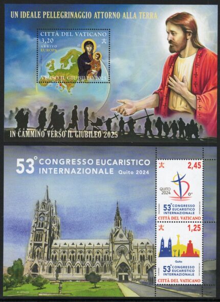 2024 Vaticano, Francobolli emessi fino a maggio 2024, 16 valori + 2 BF,  MNH**