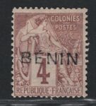 1892 Benin, 4 cent lilla bruno e grigio # 3, MH*