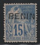 1892 Benin, 15 cent blu # 6, MH*