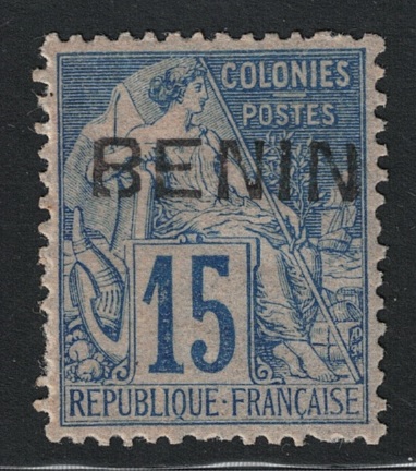 1892 Benin, 15 cent blu # 6, MH*