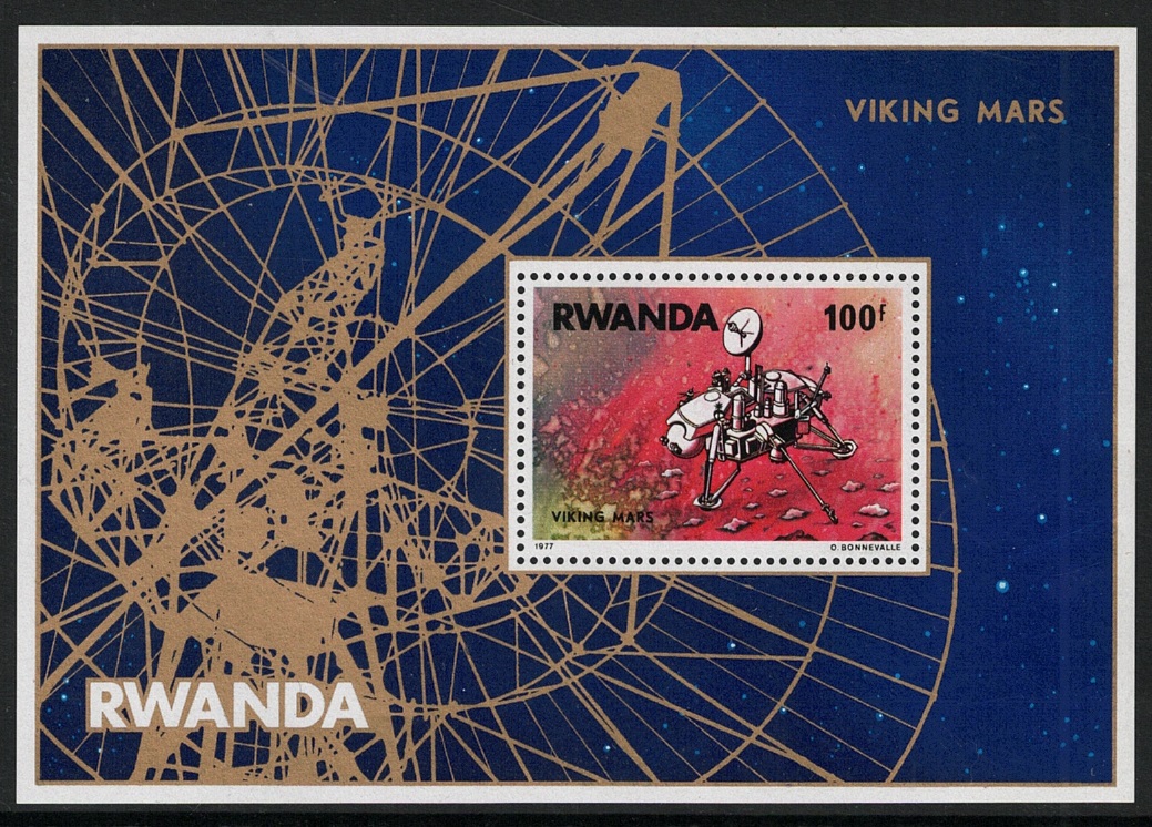 75 1977 Ruanda, Yvert Foglietto # 75, Viking su Marte, MNH** - immagine 1