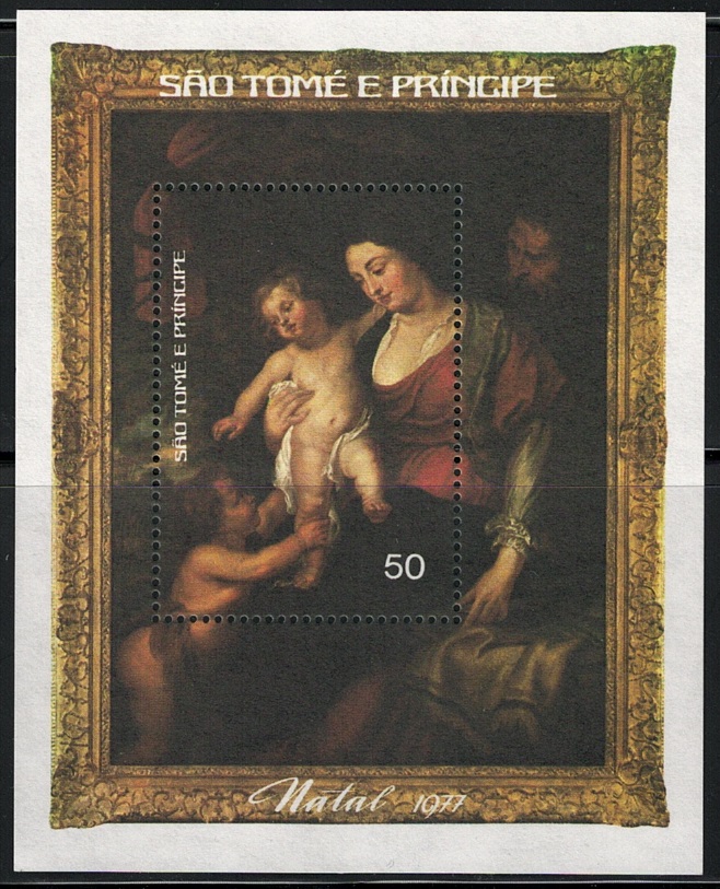 7a 1977 S. Tomé e Principe, Yvert Foglietti # 7A, Natale, Rubens, MNH** - immagine 1