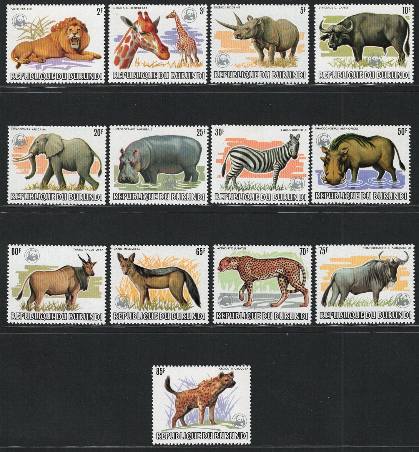 864 1983 Burundi, Yvert e Tellier n. 864/76 - Animali WWF - MNH** - immagine 1