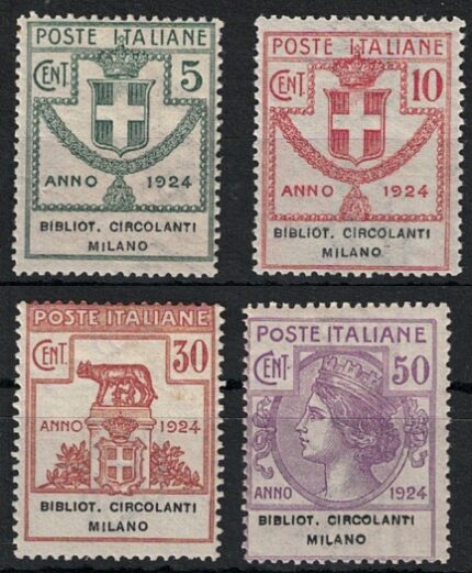 1924 Italia, Enti Parastatali, # 13/16, Bibblioteche Circolanti Milano, MNH**