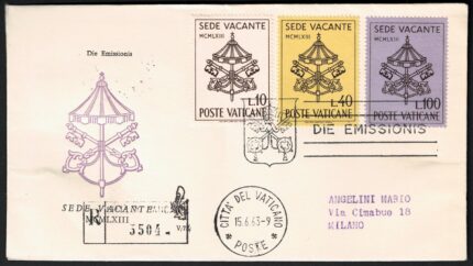 1963 Vaticano, Sede Vacante, Busta Venetia Club, Raccomandata timbro di arrivo