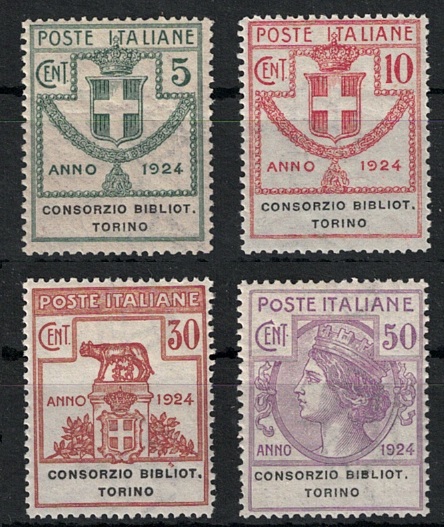 30-33c 1924 Italia, Enti Parastatali, # 30/33 Consorzio Bibblioteche Torino, MNH** - immagine 1