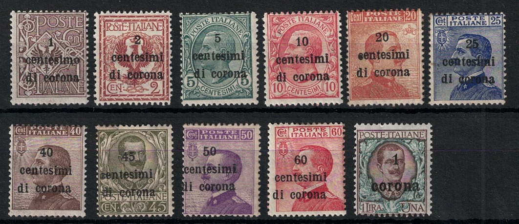 1-11 1919 Trento e Trieste, # 1/11soprastampati in centesimi di corona, MNH** - immagine 1