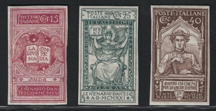1921 Italia, Regno, # 116f/118f, Dante Alighieri, Non Dentellati, MNH**