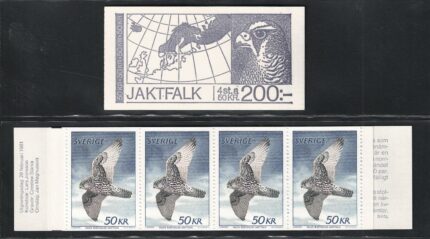 1981 Svezia, Libretto L1122, Falco Rusticolus, 4 valori, MNH**