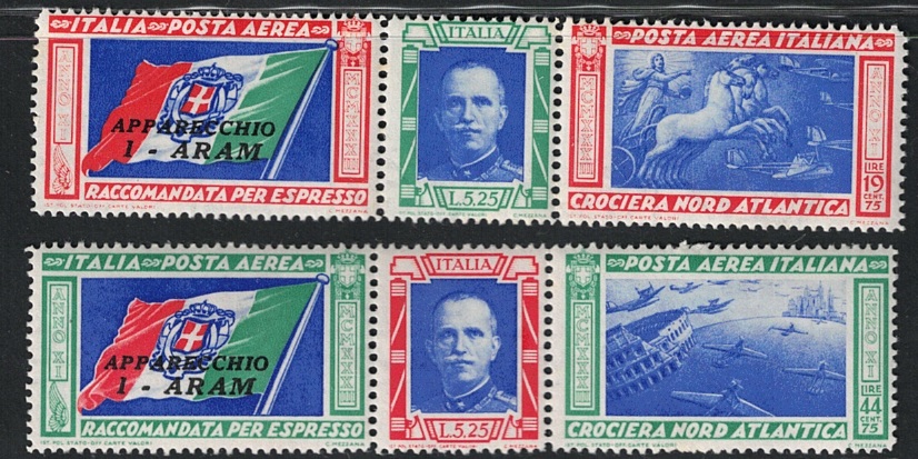aram 1933 Italia, Regno, Posta Aerea, # 51/52, Trittici Aram, MNH** - immagine 1