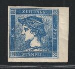1851 Lombardo Veneto, Francobolli per Giornali # 1, 3 cent azzurro I Tipo, MH*