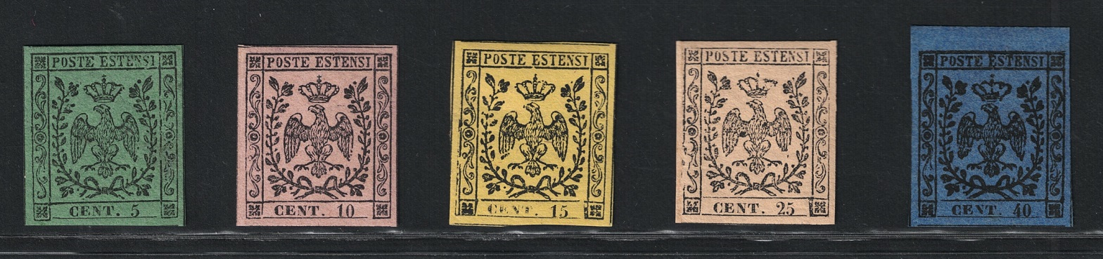 1-6 1852 Modena, # 1/6 senza il 5, Senza punto dopo le cifre, MH* - immagine 1