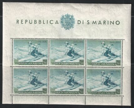 1953 SAN MARINO, Foglietto Sciatrice, # 15 - Senza Pieghe - MNH**