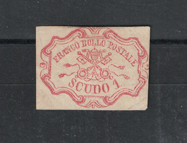 11 c 1852 Stato Pontificio, 1 Soldo rosa carminio # 11, Senza Gomma - immagine 1