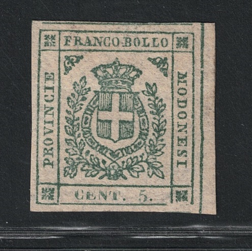 12 1859 Modena, Governo Provvisorio # 12, 5 cent verde, MH* - immagine 1