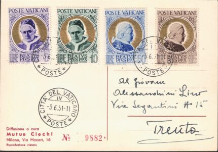 1951 Vaticano, Cartolina Beatificazione di Pio X # 145/48 FDC