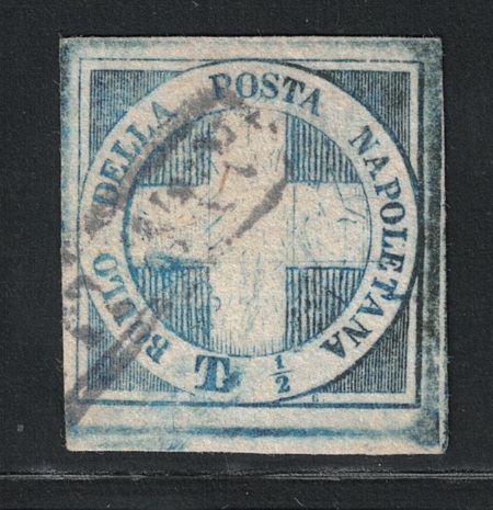 16 1860 Napoli, Luogotenenza # 16, 1/2 Tornese azzurro, Usato - immagine 1