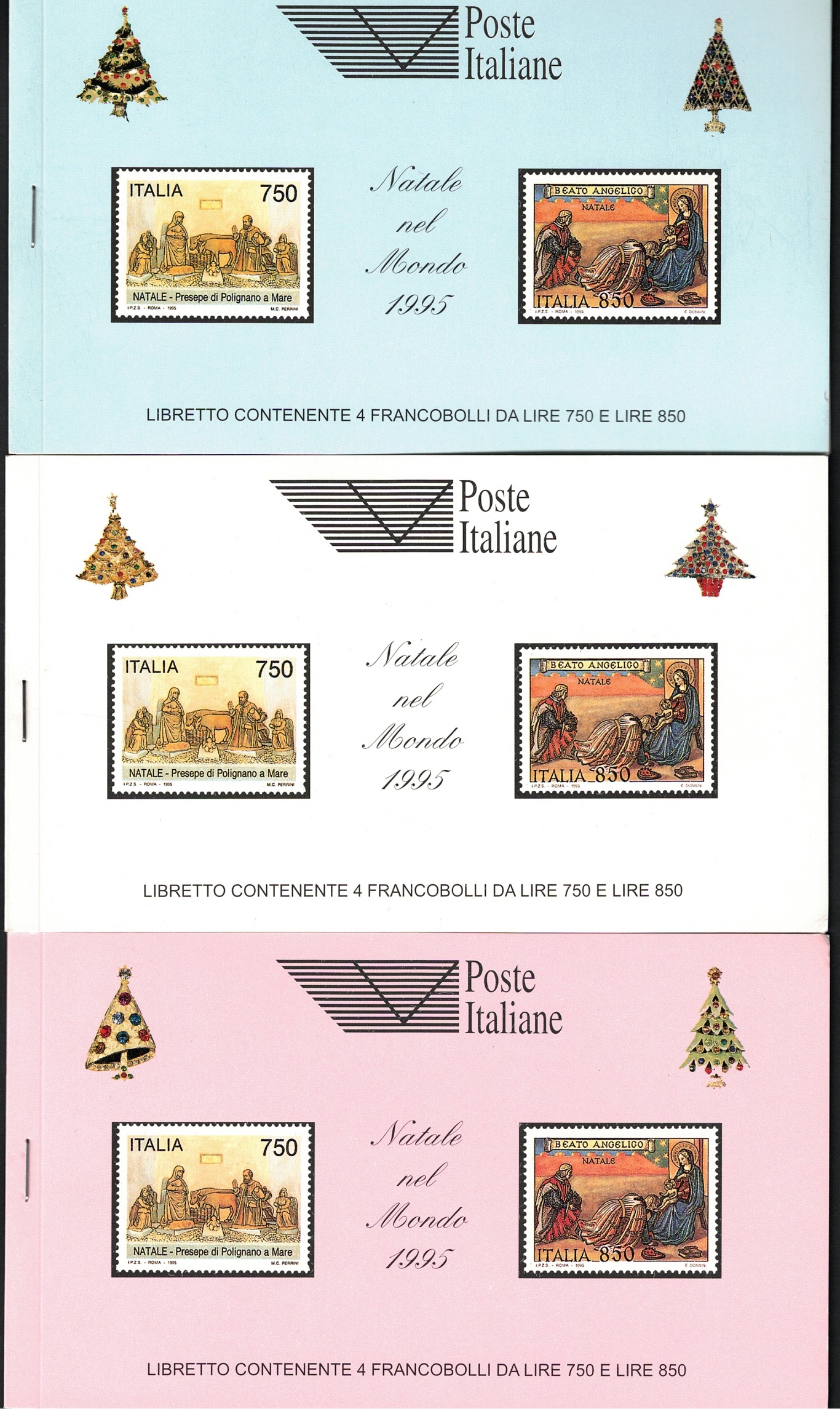 1995 1995 Italia, Repubblica, 3 Libretti Ricordo, Natale nel Mondo, LR 8, MNH** - immagine 1