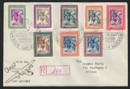 1947 SAN MARINO, Alberoniana # 312/17 + Posta Aerea 73/74, Usato FDC