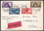 1936 Italia, # 394/97, XVII Fiera di Milano su cartolina