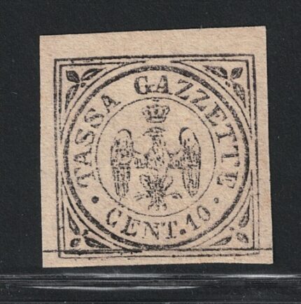 1859 Modena, Segnatasse per Giornali # 5, 10 cent nero, MH*