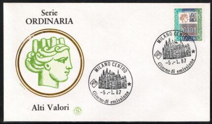 1987 Italia, Alto Valore Siracusana 20.000 Lire, Unificato # 1804, Usata