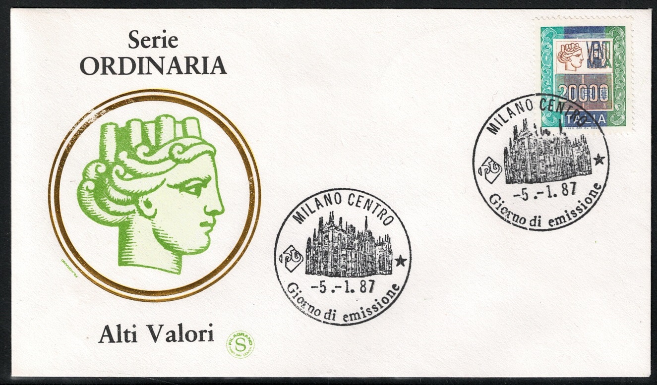 1804 1987 Italia, Alto Valore Siracusana 20.000 Lire, Unificato # 1804, Usata - immagine 1