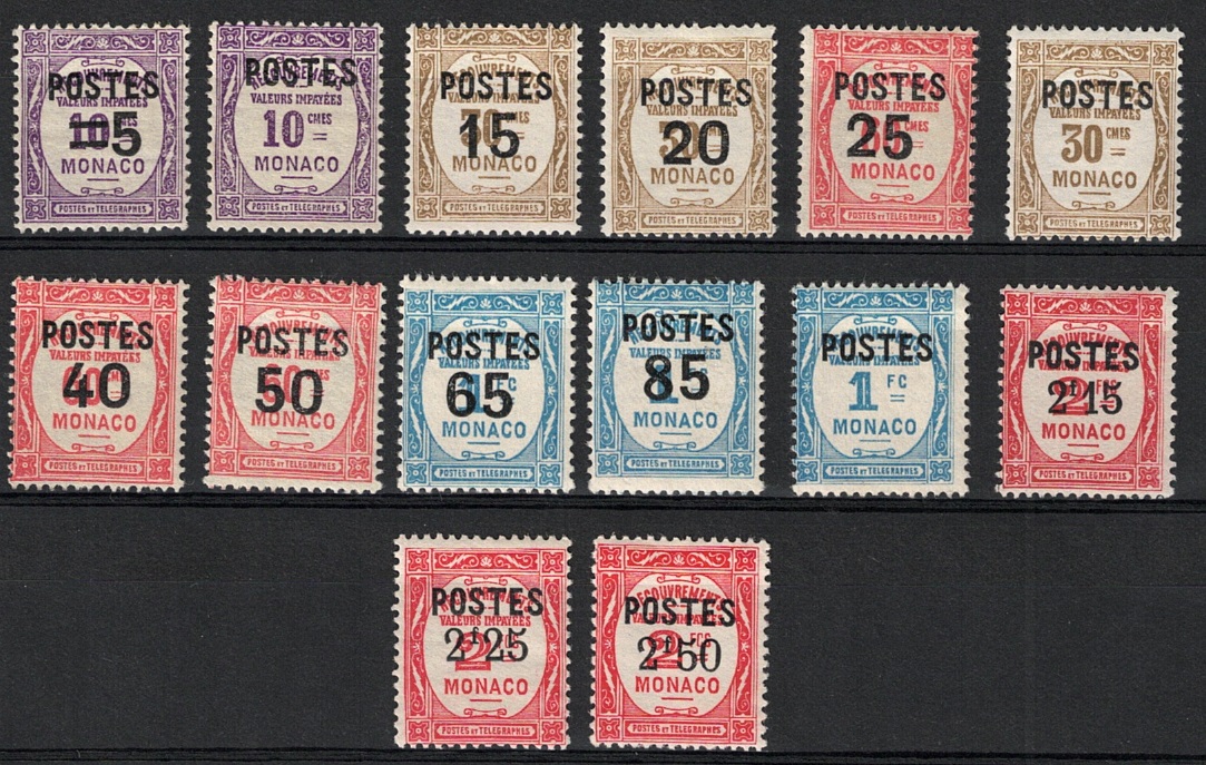 140-52 1937 Monaco, Segnatasse del 1924-32 Soprastampate # 140-52A, MNH** - immagine 1