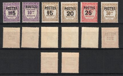 1937 Monaco, Segnatasse del 1924-32 Soprastampate # 140-52A, MNH**