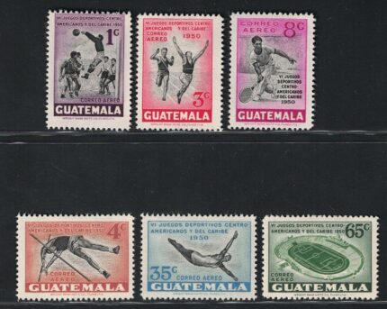 1950 Guatemala, Giochi Sportivi Caraibici, Yvert # 173-178, MH*
