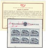 1949 San Marino, 100 Lire celeste, Foglietto Anniversario UPU # 8, MNH** - immagine 3