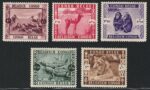 1939 Congo Belga, Yvert # 209-13, Giardino Zoologico, MH*