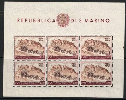 1951 San Marino, 300 Lire bruno Foglietto UPU #10, MNH**