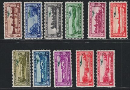 1935-36 Guatemala, Posta Aerea, Quetzal soprastampa verde, Yvert # 30-38A, MH*