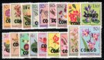 1952-59 Congo Belga, # 382-399, Fiori soprastampati Congo, MNH**