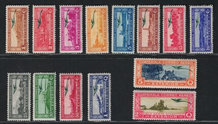 1935-36 Guatemala, Posta Aerea, Quetzal soprastampa verde, Yvert # 39-53, MH*
