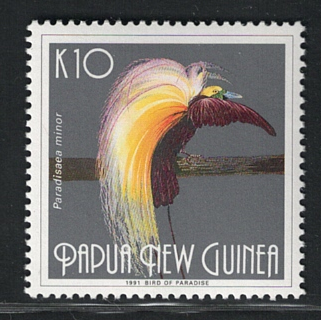 1991 Papua e Nuova Guinea, Uccello del Paradiso, Catalogo Yvert # 630, MNH**