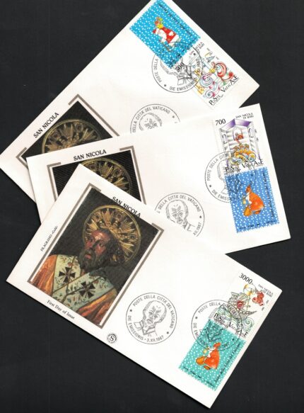 1987 Vaticano, San Nicola 3 Buste Usate FDC, # 825-27