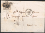 1852 Stato Pontificio, 8 baj bianco su busta per Modena 14/08/1867
